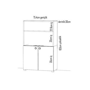 Rio Modern Dikey Kapaklı Kitaplık & Organizer & Düzenleyici & Çok Amaçlı Dolap