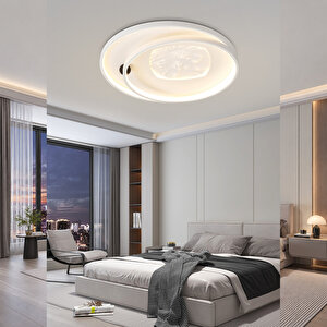 Noren 50'lik Kare Taş Desenli Yuvarlak 160 Watt Plafonyer Led Avize
