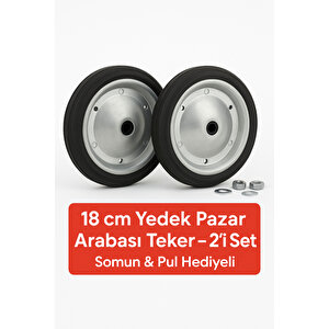 2 Adet 18 Cm Metal Gövde Pazar Arabası Tekerleği Süper Sağlam Araba Tekeri Somun&pul Hediyeli