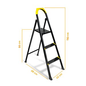 Ze Hardy 2+1 Basamaklı Özel Tasarım Hafif Merdiven (kaymaz Papuçlu) Dayanıklı Paslanmaz