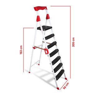 Elegance 6+1 Geniş Basamaklı Kolay Taşıma Aparatlı Merdiven Kaliteli Paslanmaz