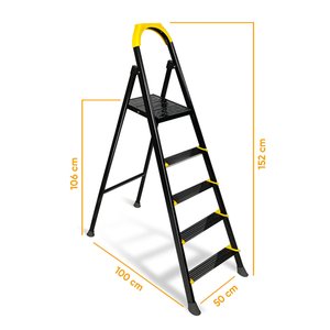 Ze Hardy 4+1 Basamaklı Özel Tasarım Hafif Merdiven (kaymaz Papuçlu) Dayanıklı Paslanmaz