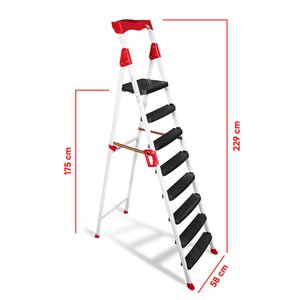 Elegance 7+1 Geniş Basamaklı Kolay Taşıma Aparatlı Merdiven Kaliteli Paslanmaz