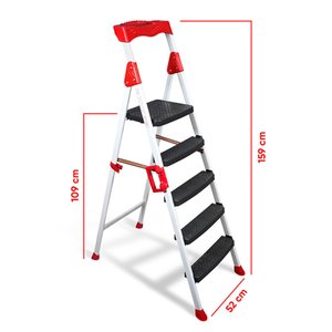 Elegance 4+1 Geniş Basamaklı Kolay Taşıma Aparatlı Merdiven Kaliteli Paslanmaz