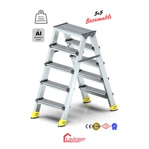 Lüks Alüminyum Çift Çıkışlı Merdiven 5+5 Basamaklı