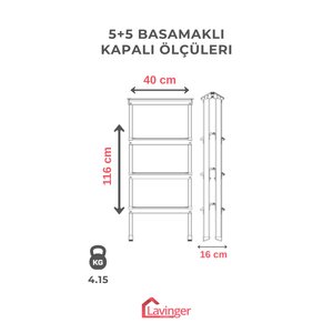 Lüks Alüminyum Çift Çıkışlı Merdiven 5+5 Basamaklı