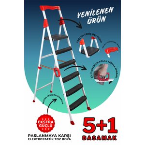 Elegance 5+1 Geniş Basamaklı Kolay Taşıma Aparatlı Merdiven Kaliteli Paslanmaz