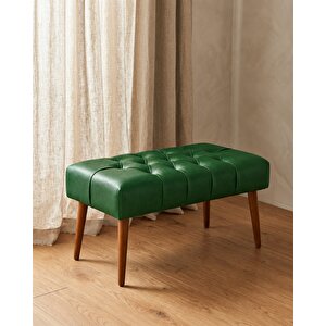 Yeşi̇l Deri Bank Bench Oturma Pufu | Modern Salon Antre Puf Ayakkabılık Önü Koltuk 45x90