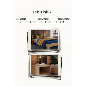 Letto   Tek Kişilik Mdf Karyola Ve 2 Komodinli Set 90x190 cm