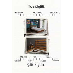 Urban Model Masif Ahşap Karyola Ve 2 Adet Komodin Kolay Kurulum Fırınlanmış İthal Sibirya Çamı 140x190 Yatak Uyumlu 2 Adet Komodin 140x190 cm