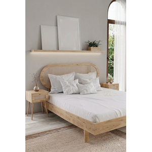 Padova Model Hazeran Başlıklı Masif Ahşap Karyola Ve 2 Adet Komodin Kolay Kurulum Fırınlanmış İthal Sibirya Çamı 140x200 Yatak Uyumlu 2 Adet Komodin 140x200 cm