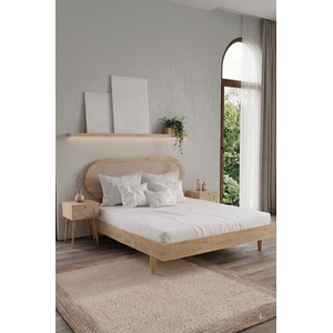 Padova Model Hazeran Başlıklı Masif Ahşap Karyola Ve 2 Adet Komodin Kolay Kurulum Fırınlanmış İthal Sibirya Çamı 140x200 Yatak Uyumlu 2 Adet Komodin 140x200 cm