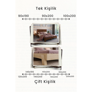 Alaz Model Yatay Başlıklı Masif Ahşap Karyola Kolay Kurulum Fırınlanmış İthal Sibirya Çamı 140x200 Yatak Uyumlu 140x200 cm