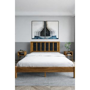 Ori̇on Model Siyah Puf Başlıklı Masif Ahşap Karyola Kolay Kurulum Fırınlanmış İthal Sibirya Çamı 140x190 Yatak Uyumlu 140x190 cm