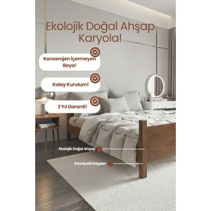 Melodi̇ Model Masif Ahşap Karyola Kolay Kurulum Fırınlanmış İthal Sibirya Çamı 140x190 Yatak Uyumlu 140x190 cm