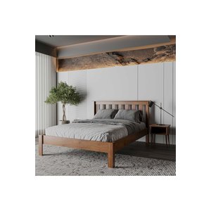 Shark New Model Masif Ahşap Karyola Kolay Kurulum Fırınlanmış İthal Sibirya Çamı 140x190 Yatak Uyumlu 140x190 cm