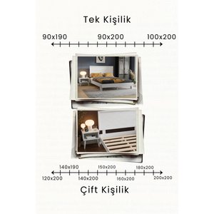 Ebruli̇ Model Yatay Başlıklı Masif Ahşap Karyola Ve 2 Adet Komodin Kolay Kurulum Fırınlanmış İthal Sibirya Çamı 120x200 Yatak Uyumlu 2 Adet Komodin 120x200 cm