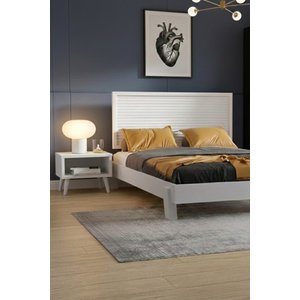 Ebruli̇ Model Yatay Başlıklı Masif Ahşap Karyola Ve 2 Adet Komodin Kolay Kurulum Fırınlanmış İthal Sibirya Çamı 120x200 Yatak Uyumlu 2 Adet Komodin 120x200 cm