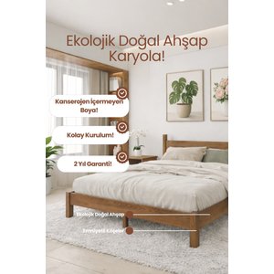 Mi̇rage Model Masif Ahşap Karyola Kolay Kurulum Fırınlanmış İthal Sibirya Çamı 90x190 Yatak Uyumlu 90x190 cm