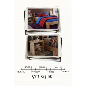 Letto   Çift Kişilik Mdf Karyola Ve 2 Komodinli Set 150x200 cm