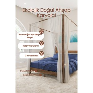 Natura  Ci̇bi̇nli̇kli̇ Model Masif Ahşap Karyola Kolay Kurulum Fırınlanmış İthal Sibirya Çamı 200x200 Yatak Uyumlu 200x200 cm
