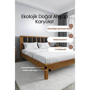 Ori̇on Model Siyah Puf Başlıklı Masif Ahşap Karyola Kolay Kurulum Fırınlanmış İthal Sibirya Çamı 90x200 Yatak Uyumlu 90x200 cm