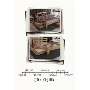 Letto   2 Çekmeceli Çift Kişilik Mdf Karyola 150x200 cm