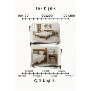 Mi̇rage Model Masif Ahşap Karyola Ve 2 Adet Komodin Kolay Kurulum Fırınlanmış İthal Sibirya Çamı 120x200 Yatak Uyumlu 2 Adet Komodin 120x200 cm