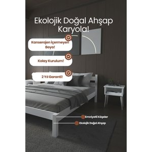 Letto Model Masif Ahşap Karyola Kolay Kurulum Fırınlanmış İthal Sibirya Çamı 180x200 Yatak Uyumlu 180x200 cm