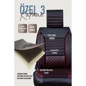 Volvo Xc40 Oto Koltuk Kılıfı Ön Arka Set Plus Serisi Siyah Kırmızı Şhn