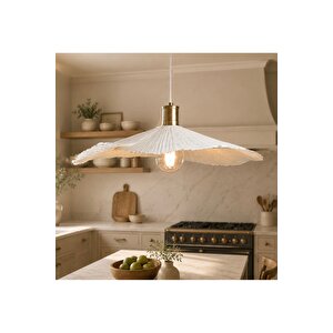 Çiçek Sarkıt Avize Krem Tavan Lambası 40 Cm