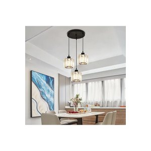 Lüks Modern Avize Kristal Taşlı Sarkıt Avize Siyah 3'lü Sarkıt