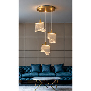 Luxury Sarkıt Art Of İstanbul Sarkıt Led Avize Sanatı 3'lü Avize Power Led 3 Renk