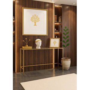 Penguen Gold Dresuar Kahve Köşesi Modern Konsol 80 Cm Şeffaf Cam