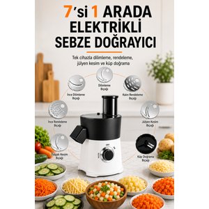 Elektrikli Sebze Meyve Doğrayıcı – 8 Mm Küp Doğrama, 7 Kesim Aparatı, 65 Mm Geniş Besleme, 800w Beyaz