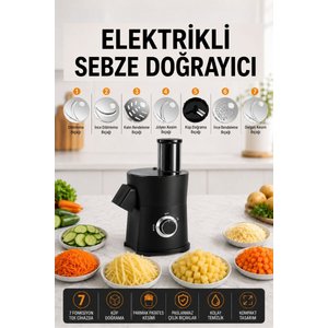 Elektrikli Sebze Meyve Doğrayıcı – 8 Mm Küp Doğrama, 7 Kesim Aparatı, 65 Mm Geniş Besleme, 800w Siyah