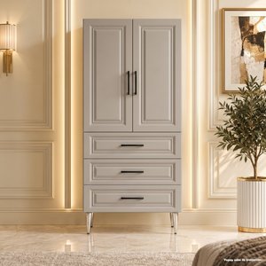 Ravello Çok Amaçlı Dolap 60 Cm 2 Kapak 3 Çekmece Soft Kaşmir - Çok Amaçlı Erzak Dolabı