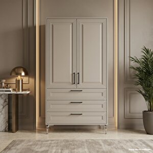 Sanremo Çok Amaçlı Dolap 60 Cm 2 Kapak 3 Çekmece Soft Cappuccino - Çok Amaçlı Banyo Dolabı