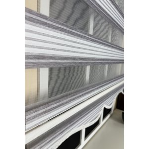 Gri Renk Geçişli Geniş Plise Zebra Stor Perde (etek Dilimli) 120x260 cm