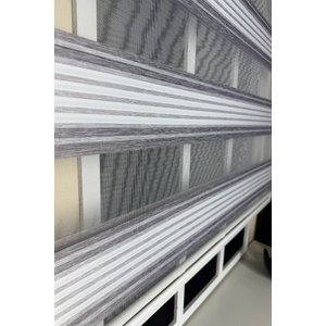 Gri Renk Geçişli Geniş Plise Zebra Stor Perde 190x260 cm