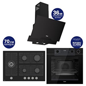 Steamart-fryart-silentart Serisi Siyah Set ( Qep64cs+bl135+d063-sa ) Döküm Izgara