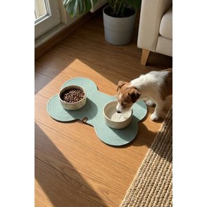 Pet El Yapımı Kemik Kedi Ve Köpek Mama Matı, Kedi Tırmalama Matı, %100 Pamuk İpli - Çağla Yeşili