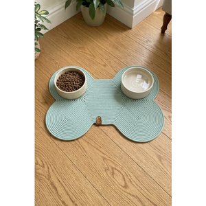 Pet El Yapımı Kemik Kedi Ve Köpek Mama Matı, Kedi Tırmalama Matı, %100 Pamuk İpli - Çağla Yeşili