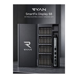 Ryan 68 Parça Elektrikli Hassas Tornavida Seti – Şarjlı, Dijital Ekranlı, 5 Kademe Torklu Telefon Laptop Tamir Kiti