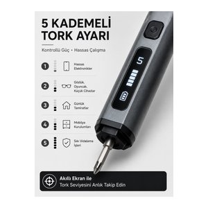 Ryan 68 Parça Elektrikli Hassas Tornavida Seti – Şarjlı, Dijital Ekranlı, 5 Kademe Torklu Telefon Laptop Tamir Kiti