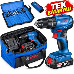 Gsb 185-li 18v Kömürsüz Darbeli Şarjlı Matkap Tek Bataryalı 2.0 Ah + Bosch Şarj Cihazı + Bosch 23 Parça Uç Seti