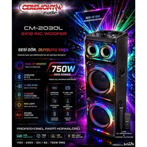 Ceremony Cm-2030l 750w Rms Bluetooth Hoparlör Tws Kablosuz Mikrofonlu