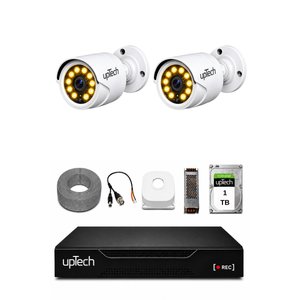Uptech Full Hd 2 Kameralı Gece Renkli Görüş Su Geçirmez Güvenlik Kamera Seti 1 Tb Hdd 2239