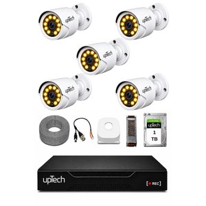 Uptech Full Hd 5 Kameralı Gece Renkli Görüş Su Geçirmez Güvenlik Kamera Seti 1 Tb Hdd 2239