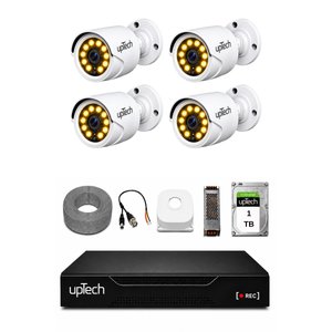 Uptech Full Hd 4 Kameralı Gece Renkli Görüş Su Geçirmez Güvenlik Kamera Seti 1 Tb Hdd 2239